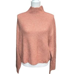 WAYF Marley Tulip‎ Back Mock Turtleneck Sweater Pink/Mauve Women’s Size XL NWT